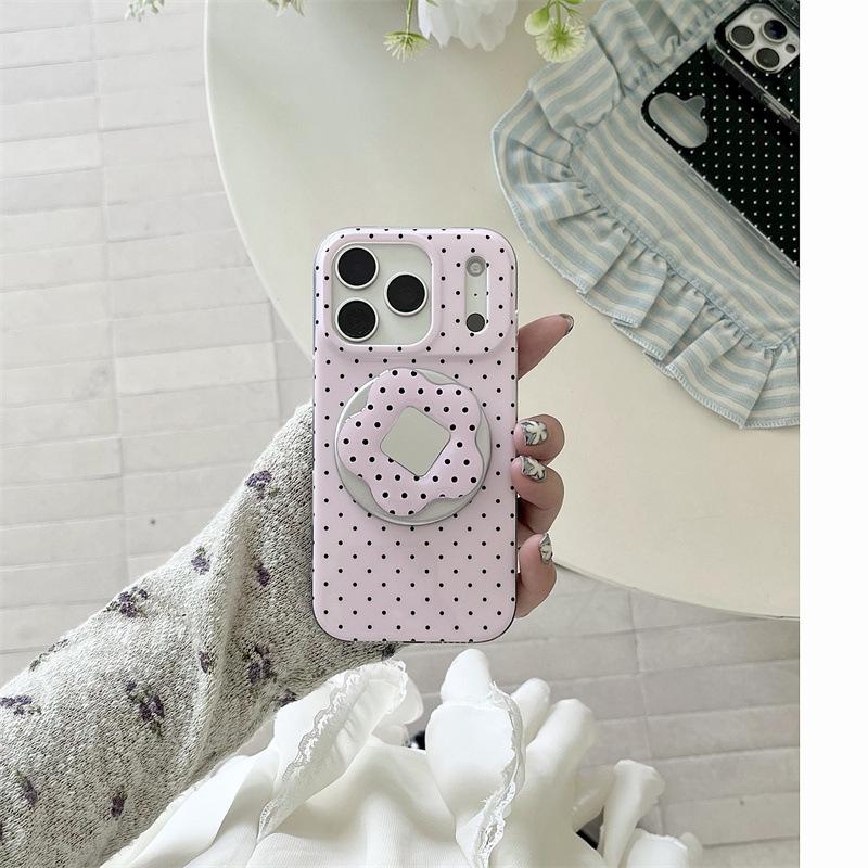 

Korean Polka Dot Floral Magnetic iPhone Stand Case for iPhone 17/16 Pro Max/15/14 iPhone 17