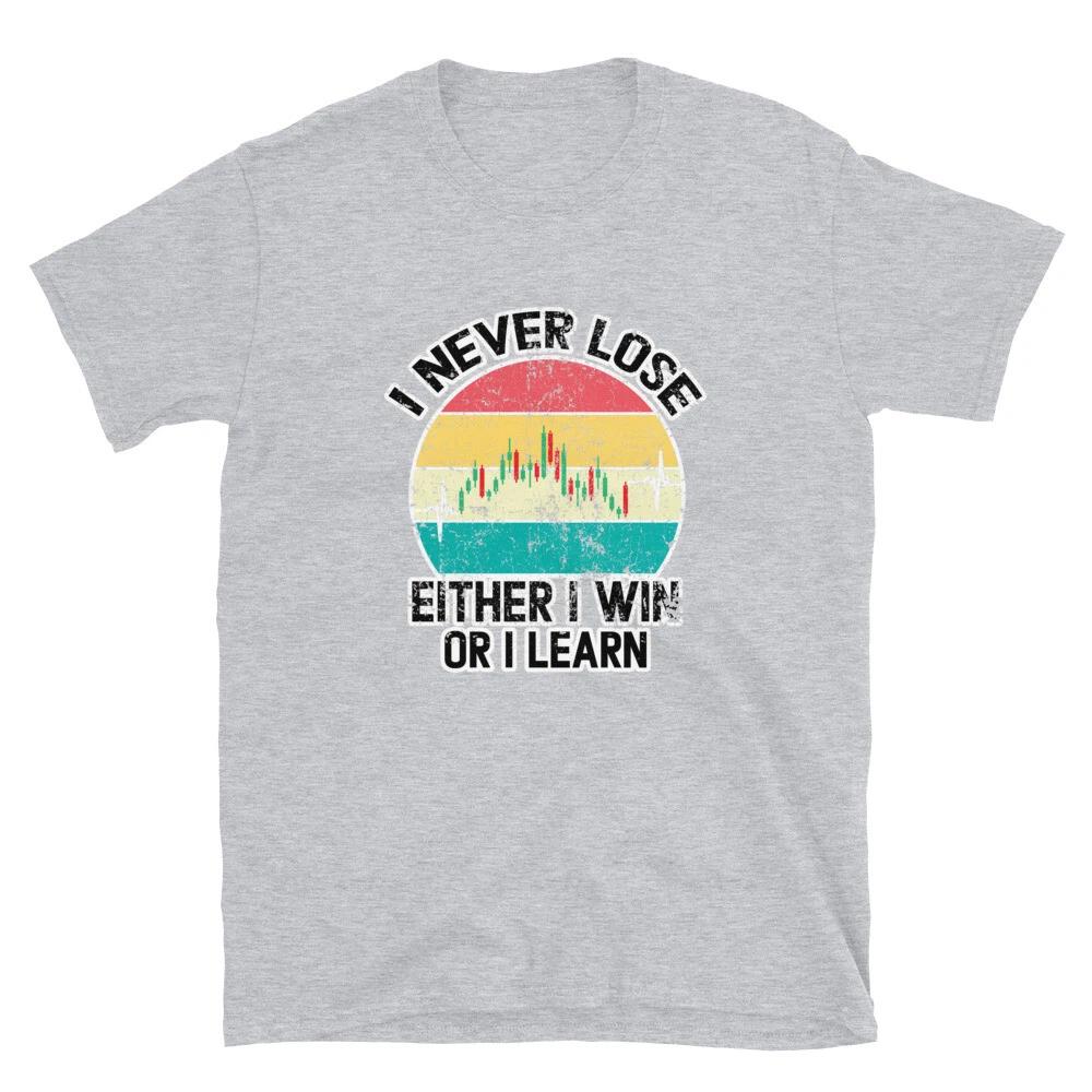 I Never Lose either I Win or Learn Retro T- Shirt black outline vintage Tee S