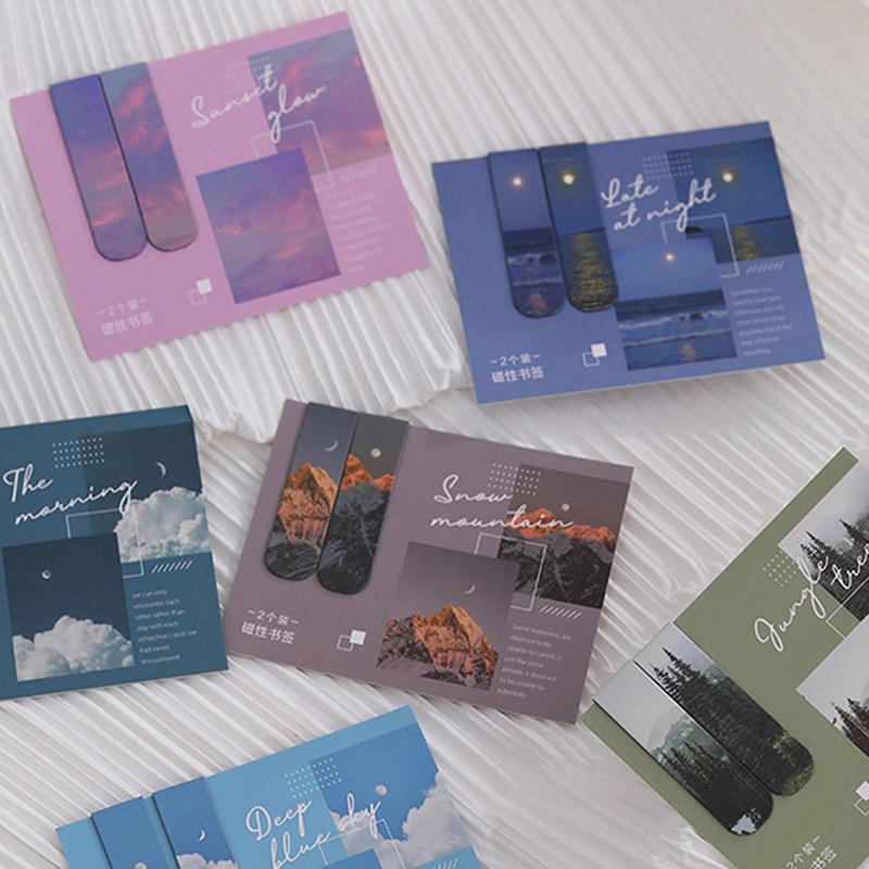 2 szt./opak. Zakładka magnetyczna Piękna sceneria Chmury Prosty literacki wzór Zakładka Narzędzie do czytania Artykuły szkolne i biurowe