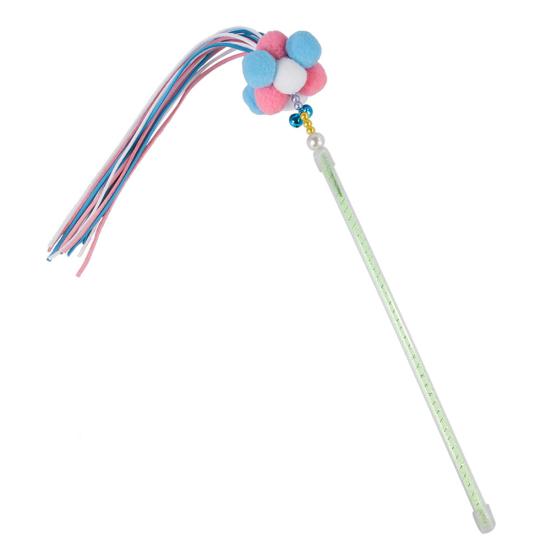 Haustier Katzen Kätzchen Pompom Plüschball Glocke Quaste Teaser Zauberstab Stock Spiel Biss Spielzeug