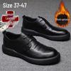 Men's Black Genuine Leather Casual Shoes, Soft Sole, Plus Velvet Lining, Autumn/Winter Style, In Stock.