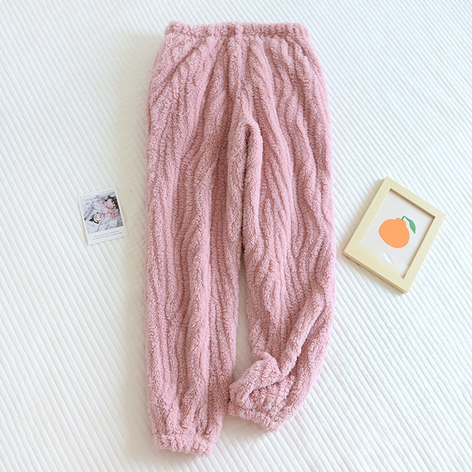 

Женские термофлисовые карманы пижамные теплые повседневные брюки домашние пижамные штаны M розовый