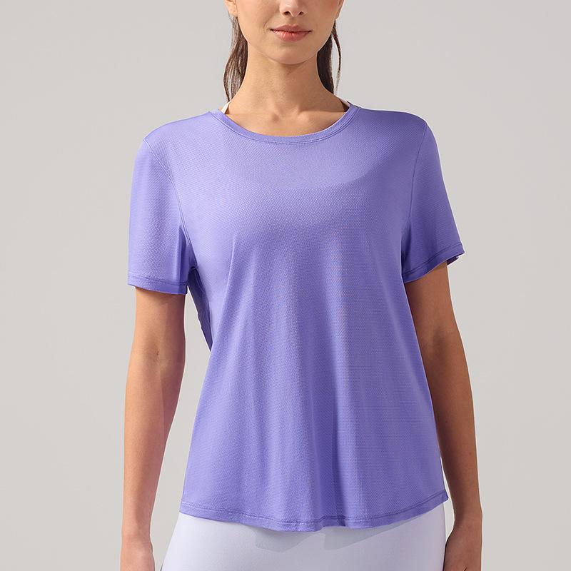 Women's Quick-Dry Hollow Out Back Yoga T-Shirt - Breathable Summer Running Top
