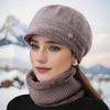 Women's Warm Knitted Winter Hat Warm Hat with Padded Fleece Lining and Ear Protection with Sun Visor Brim