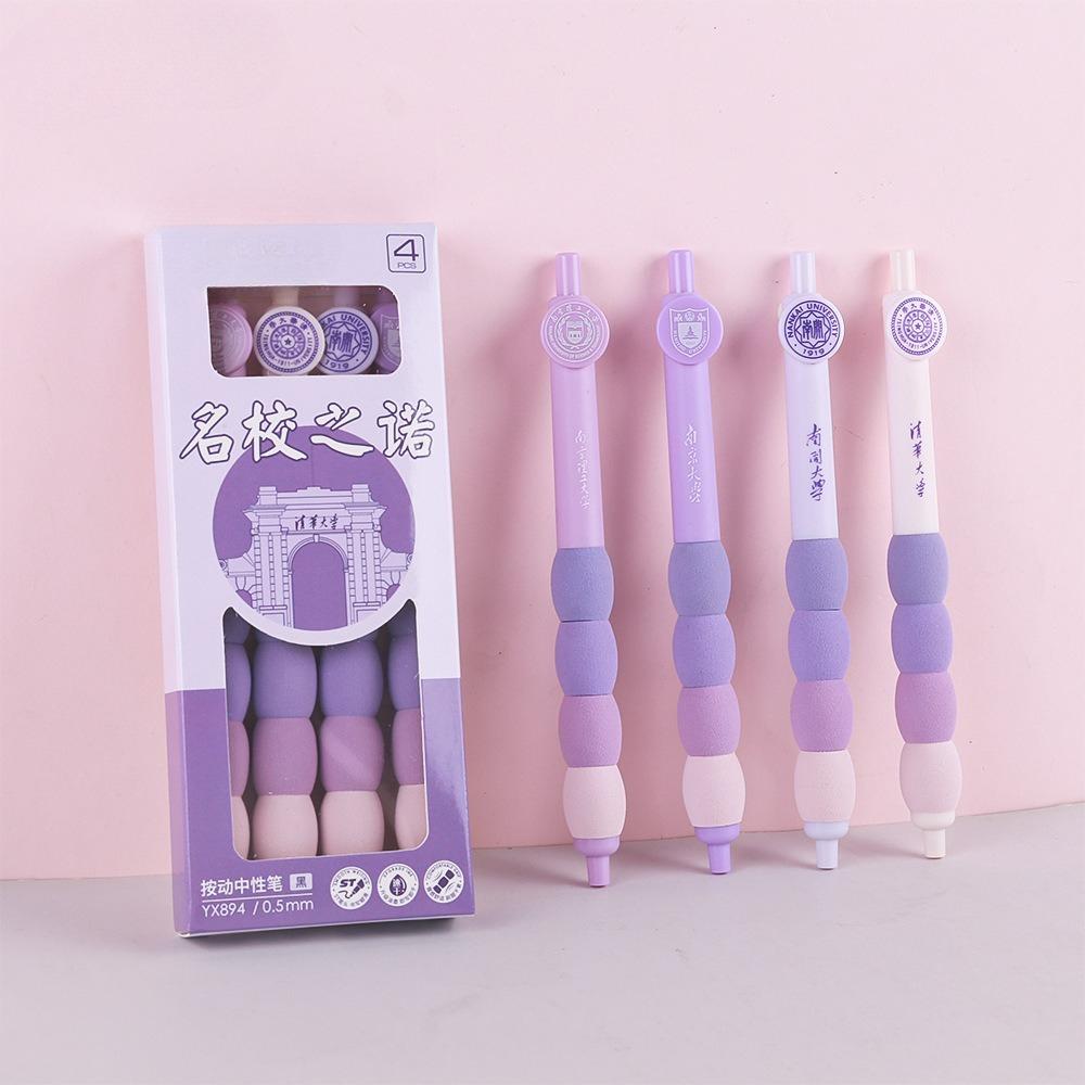 4pcs Cute Cartoon Gel Pens Blue Ink 0.5mm Soft Grip Retractable Kawaii Stationery School Supplies Cute Pens