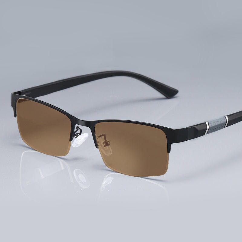 Photosensitive Color-Changing Myopia Glasses Men'S Business Classic Anti-Fog And Anti-Blue Uv Half-Frame Glasses Frame