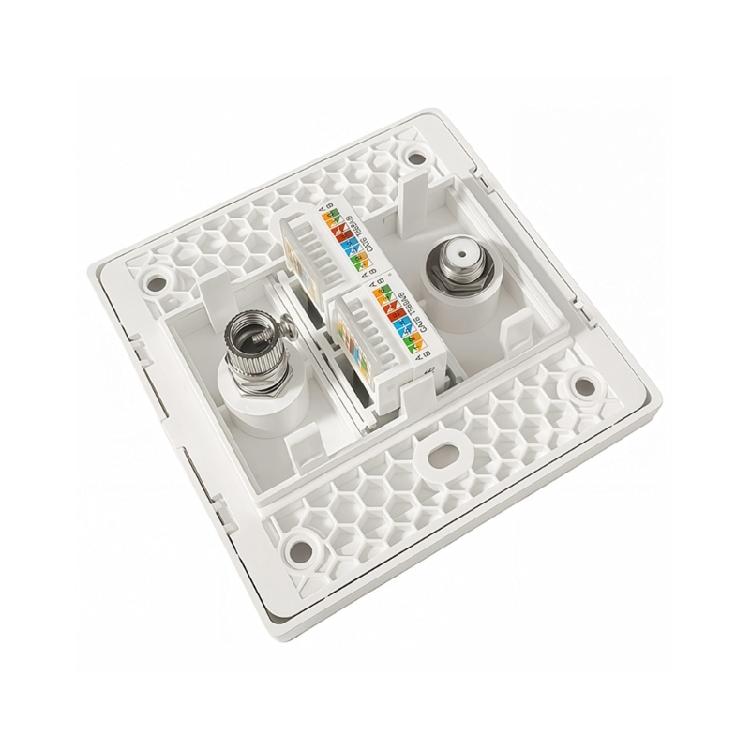 Multimedia Outlet Panel For Various Connectors TV9.5 RJ45 CAT6/CAT5E F-Type Faceplate for Ethernet/TV Coaxial Cable