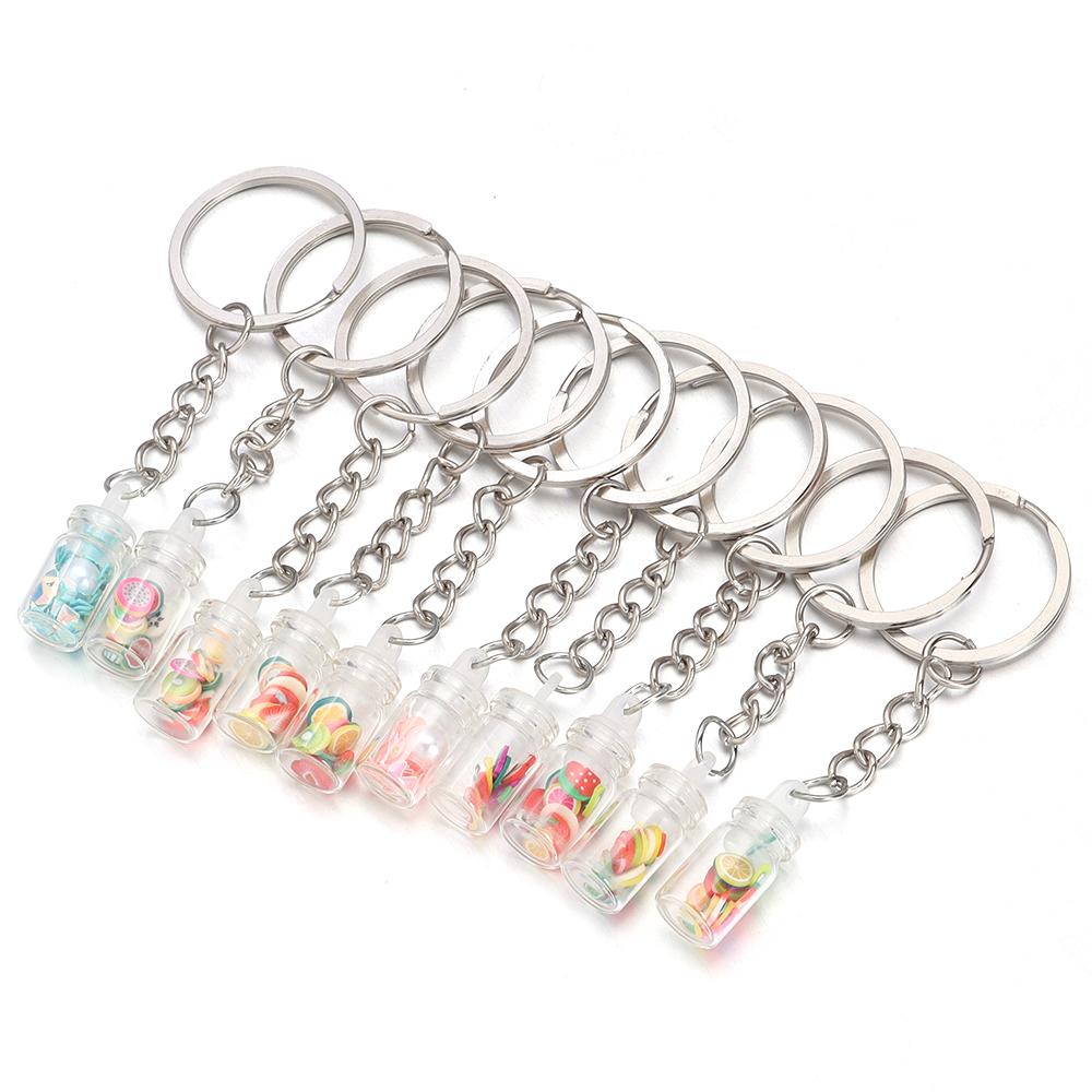 

10pcs/lot Metal Flat Round Key Ring Key Chain With Acrylic Charms DIY Key Chain Pendant Connectors Jewelry Making Accessories