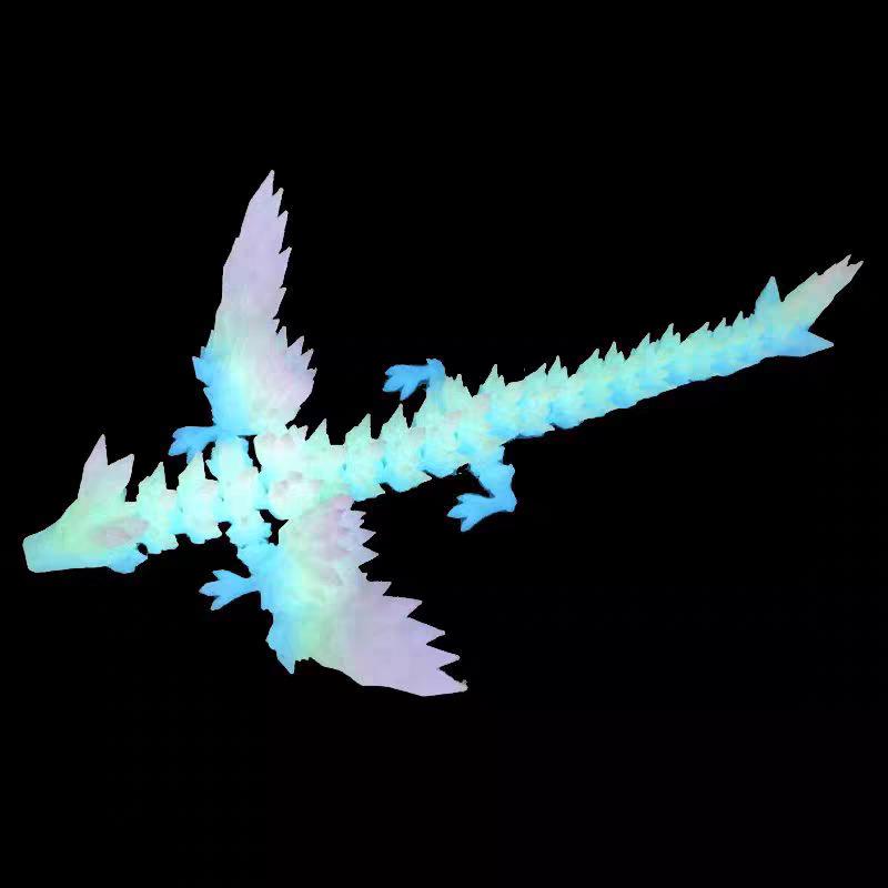 3D Printed Expandable Winged Crystal Dragon Ornament - Gemstone Dragon Children's Toy
