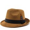 Classic Suede Top Hat Autumn/Winter Felt Hat Gentleman's Small Brim Feather Ribbon Jazz Hat Panama Hat