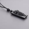 Lucky Bird Obsidian Power Stone Plate Necklace for Protection and Good Unisex [KOAI] "Owl" Hand-Carved Luck,
