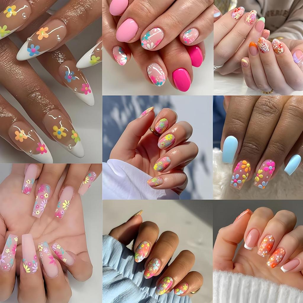 30 Sheets Flower Nail Stickers for Nail Art Colorful 3D Self Adhesive Daisy Nail Decals Spring Summer Nail Art Stickers Cute Floral Nail Design
