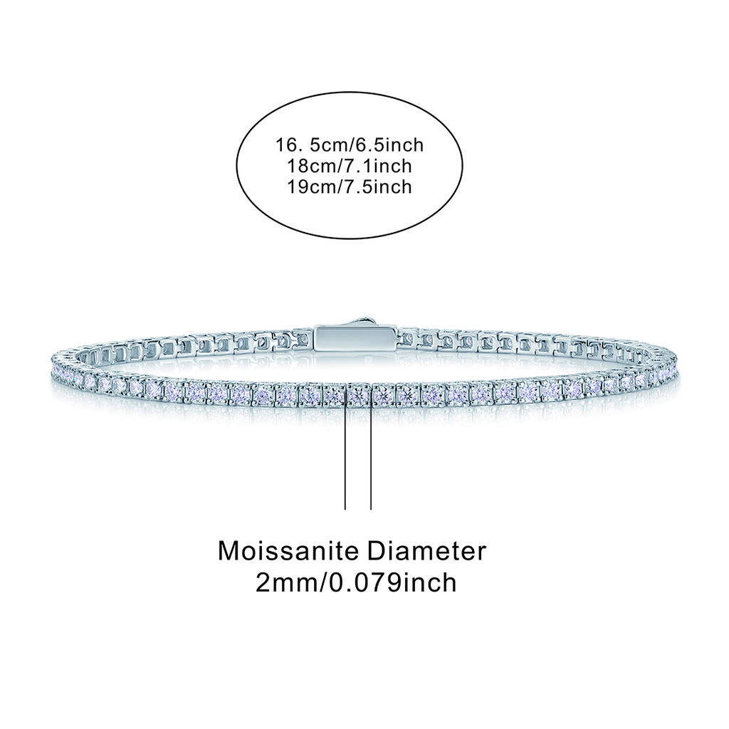 JIUZUAN S925 Zilver Moissanite Tennisarmband voor Vrouwen Eenvoudig Rijontwerp Elegante Sprankelende Sieraden voor Dagelijks Gebruik