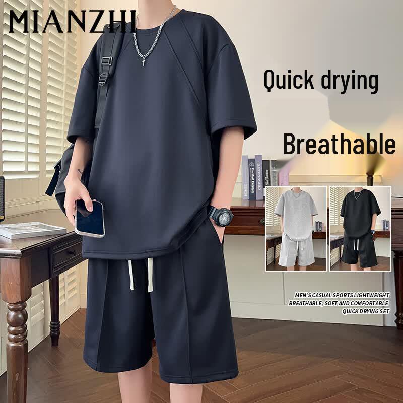 MianZhi Men s Quick-Dry Short Sleeve T-Shirt & Shorts Set 3XL