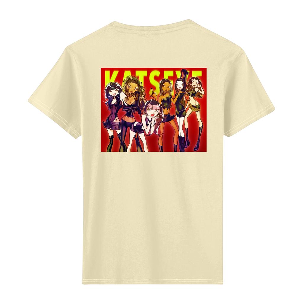 Kvinners avslappet trykket t-skjorte rund hals genser kort ermet topp