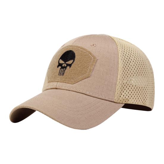 Baseballkappe Atmungsaktives Mesh-Splicing Verlängerter Schirm Totenkopf-Druck Sporthut Verstellbar Sommer Reisehut