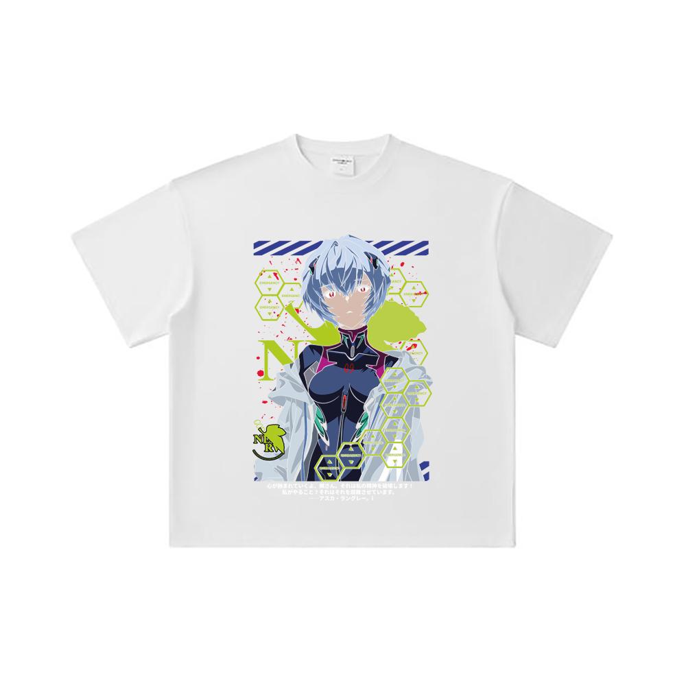 260 GSM Double Yarn 32 Count 100% Cotton Evangelion V6 Rei Print Unisex Heavy Cotton T Shirt