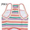 Non-Restrictive Pet Wear Colorful Striped T-Shirt, Sleeveless Thin Straps Dog Breathable Strap Shirt Tank Top with Cute Bear Embroidery for Small Dogs