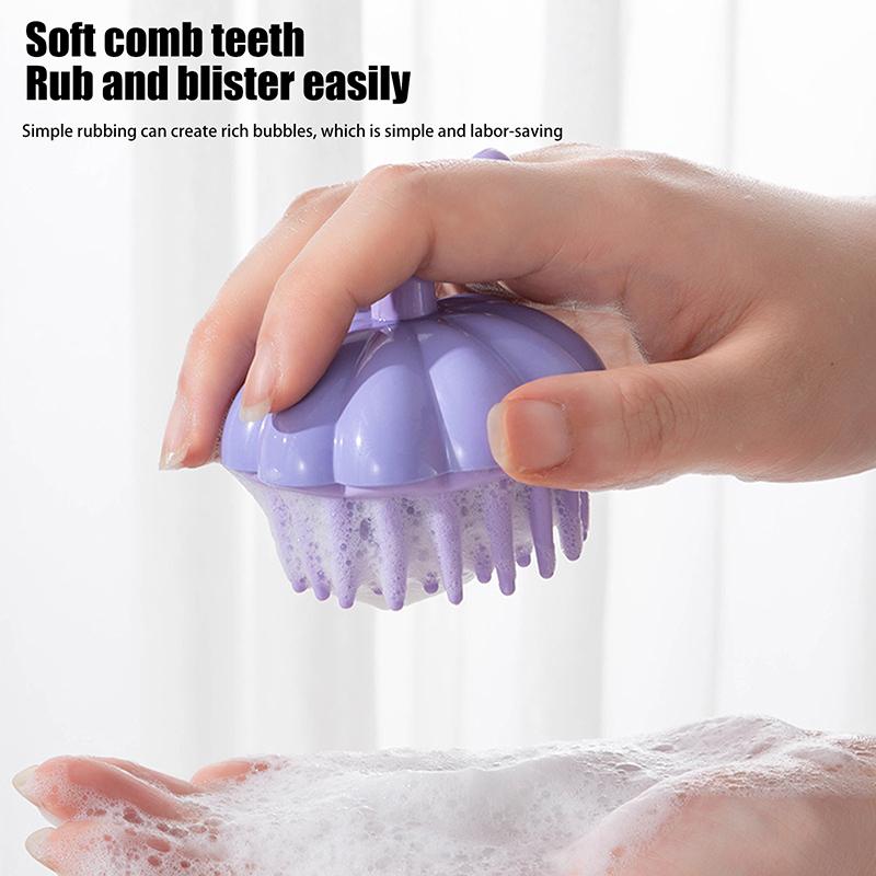 1 Stück Kürbisform Shampoo Kopfhaut Massagebürste Silikon Körperbürste Haarwaschkamm Bade Spa Duschmassage Haarbürste