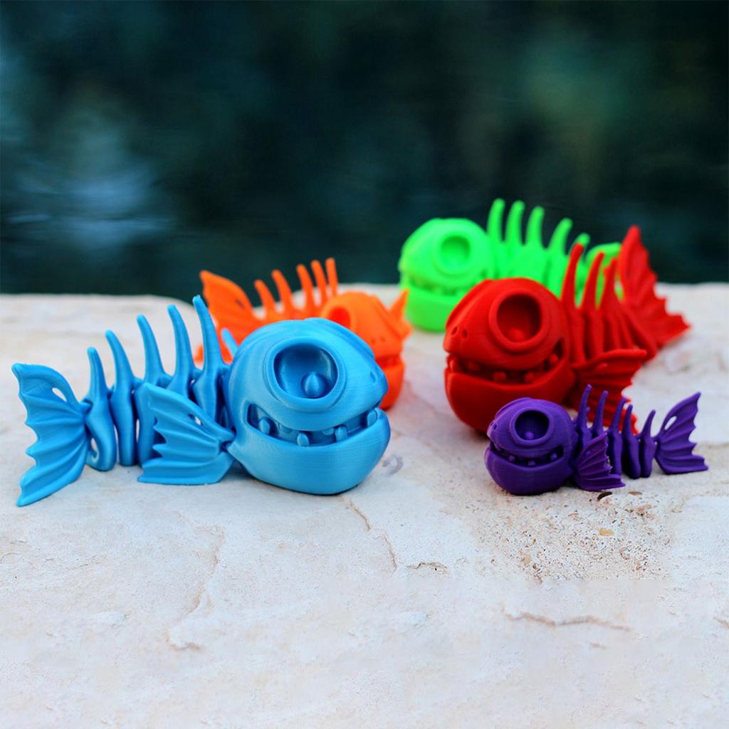 3D Printed Skeleton Fish Articulated Creative Toy Decorative Model For Adult And Kids