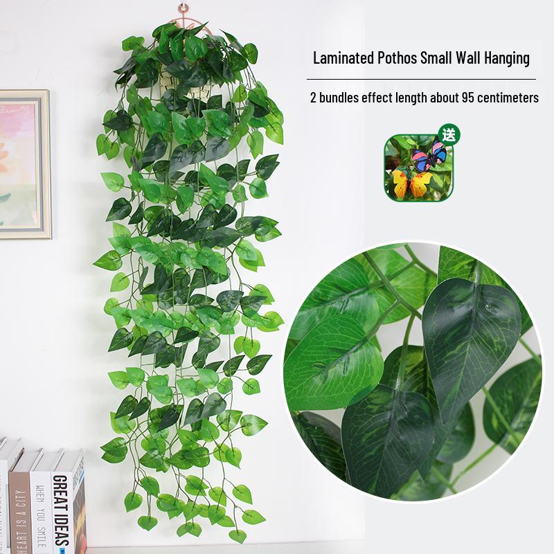 Artificial Pothos & Spider Plant Rattan Vine Wall Hanging for Indoor/Outdoor Decor
