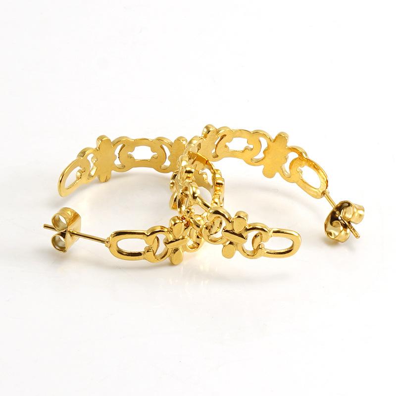 Fashion design texture retro titanium steel earrings niche high-grade stainless steel earrings women