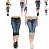Stylish Women Jeans Lace Elastic Casual Big Size Cowboy Denim Shorts For Daily Wear