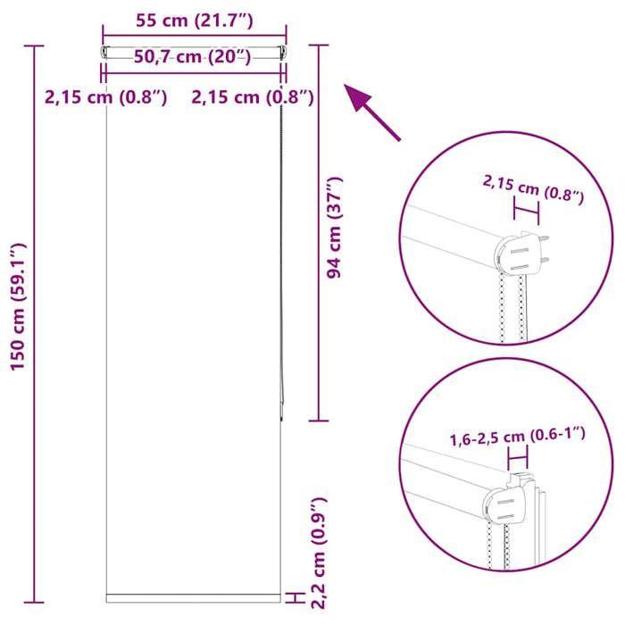 VidaXL Blackout Roller Blind Fabric Width 50.7 Cm Polyester, Day and Night Blind, Kitchen Blind, Blind 4011379
