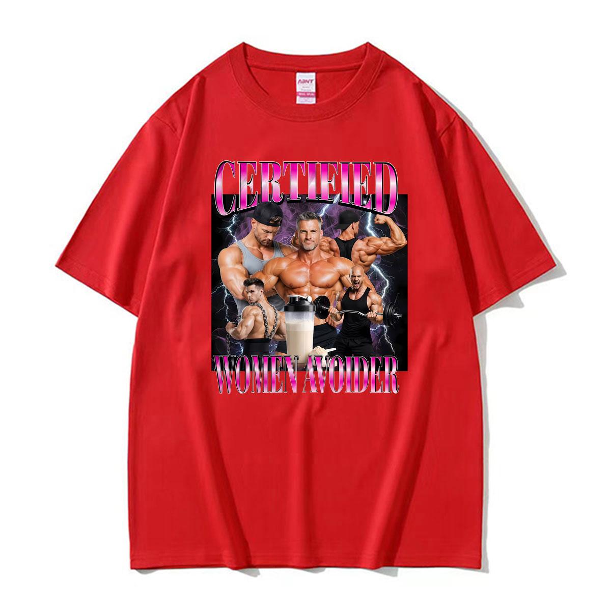 Certified Women Avoider Gym Rat Meme Merch T-shirt High Street Fashion Punk T Shirt 100% Cotton Comfort Oversized Loose T Shirts 4XL