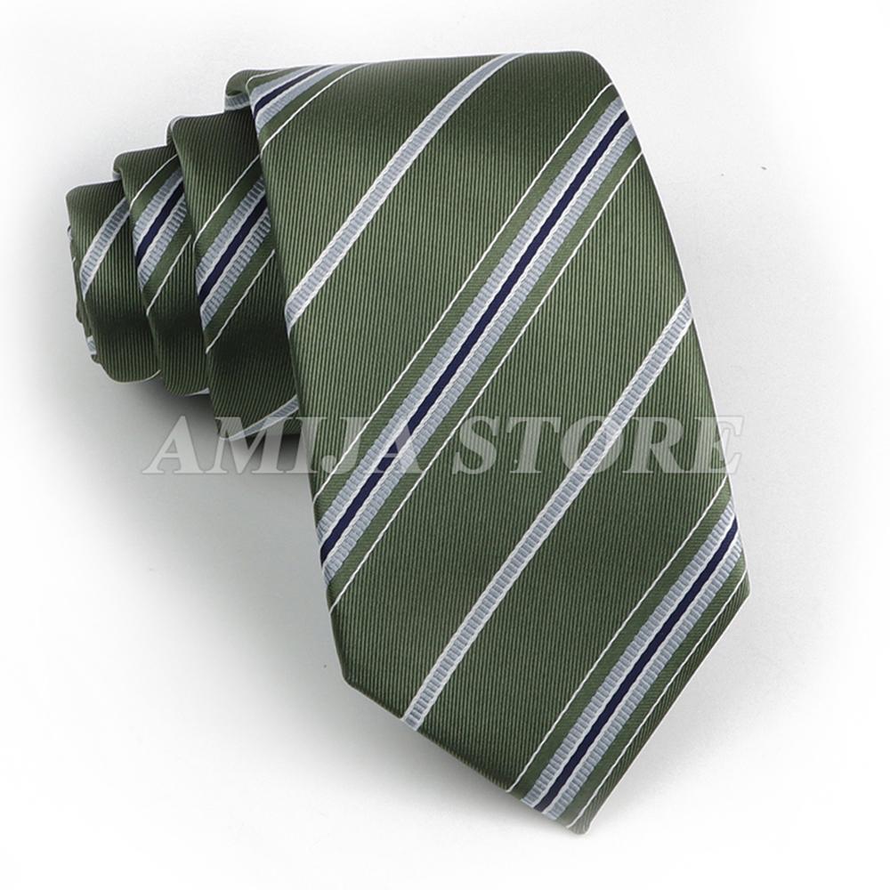 Men's Fashion Tie 7.5cm Tie Sage Green Orange Stripes Ties Business Meeting Suit Wedding Party Office Tie Men's Gift  Accessorie