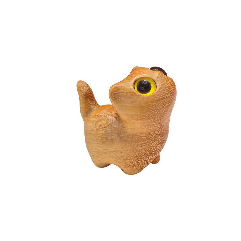 Sandalwood Kitten Carving: Cute Mini Wooden Cat Figurine Desktop Ornament - Small Gift