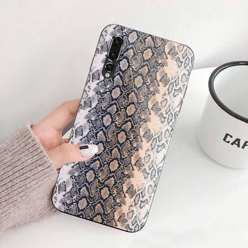 Pouzdro na telefon Snake Skin pro Huawei P50 P40 P30 P20 Pro Mate 40 30 20 Pro Nova 9 8 7 PC Skleněný kryt telefonu