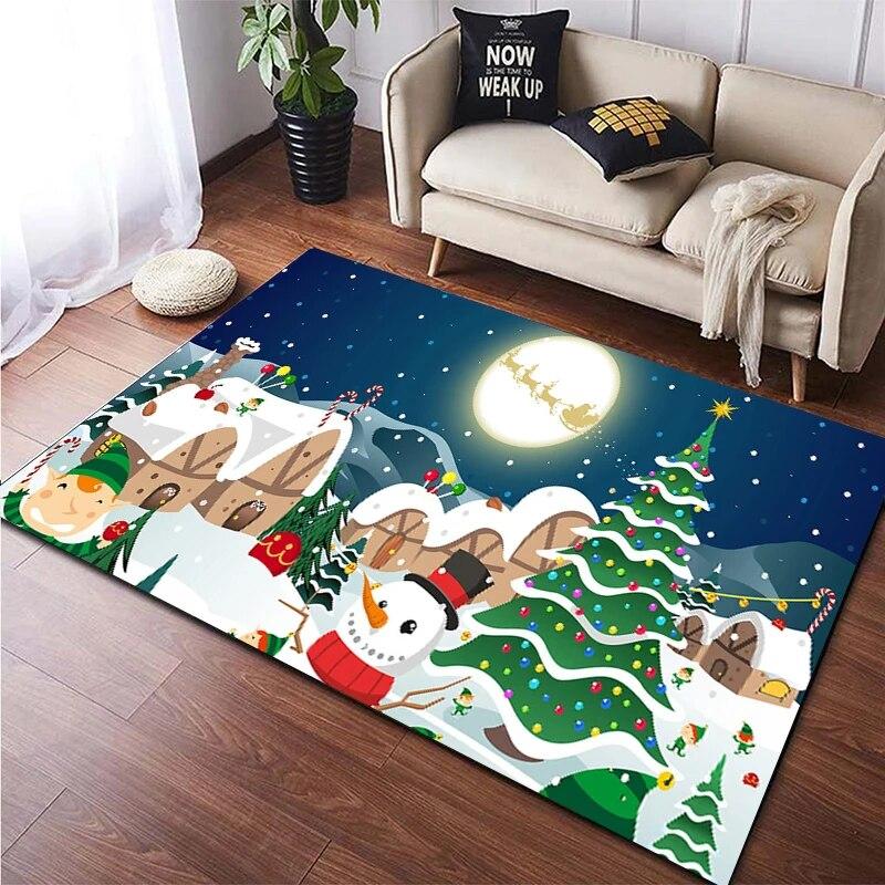 Weihnachten HD-bedruckter großer Teppich, Teppich für Wohnzimmer, Schlafzimmer, Sofa-Dekoration, rutschfeste Fußmatten, Dropshipping Alfombras