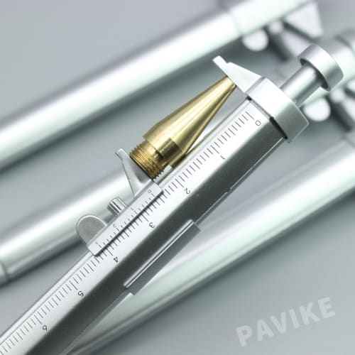 PAVIKE Vernier Caliper Pen (Set of 2) with Ballpoint Pen and Multifunctional Measuring Ruler, 1.0mm Digital Vernier Caliper, Student Stationery, Multi