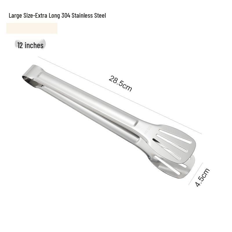 304 Stainless Steel Triple-Line Kitchen Tongs for Bread, Barbecue, and Buffet