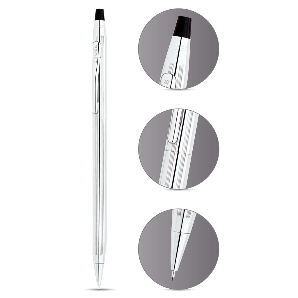 Cross Classic Century Glossy Chrome Mechanical in a Premium Gift Perfect as a Gift for Day or a Pencil, 0.7mm, Box. Father's Promotion.