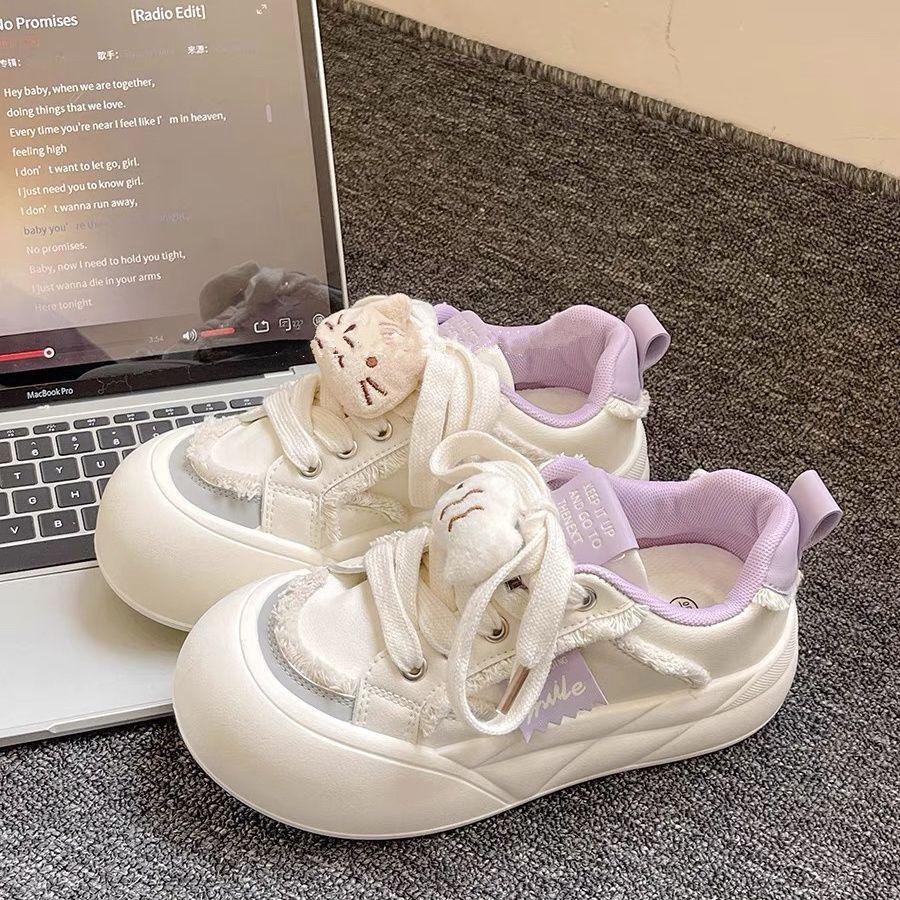 Versatile shoes niche board shoes women's new spring platform white shoes bread shoes