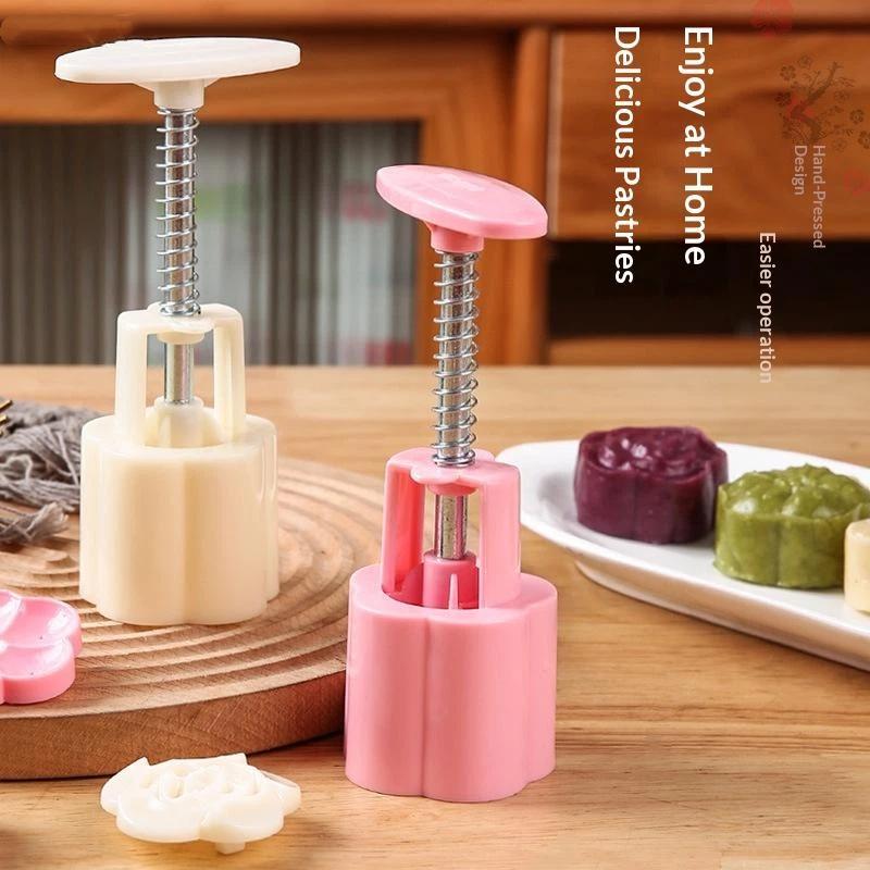 Flower Mooncake Mold Set 1 Mold 5 Stamps Diy Manual Flower Cookie Stamps Mooncake Maker Baking Tool Kitchenware Supplies