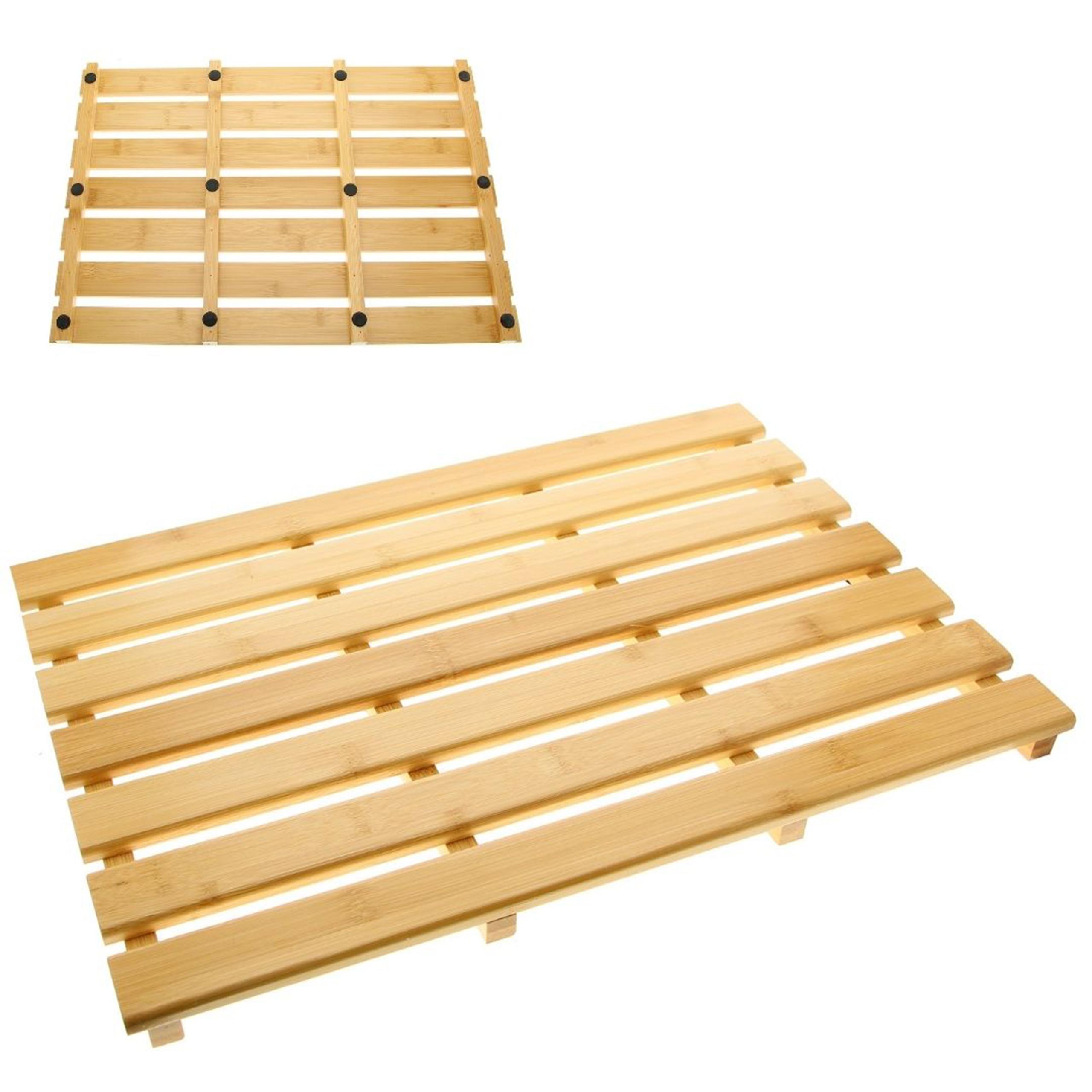 BAMBUS BADEZIMMERMATTE HOLZTEPPICH PLATTFORM 53x 35,5x 2,5cm