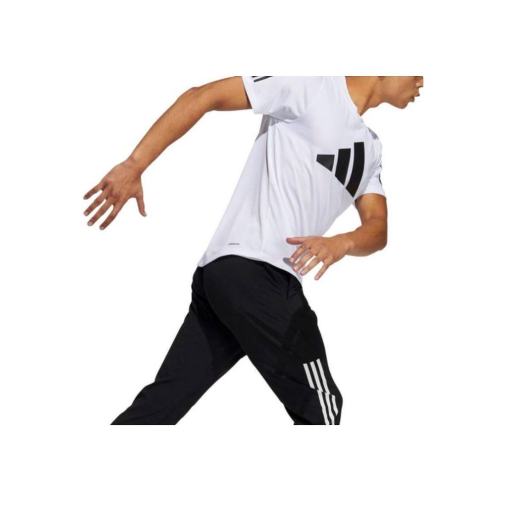 Adidas Striped Logo Print Casual Crew Neck T-Shirt Men Tops White GL8919
