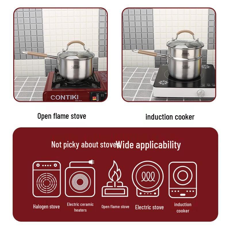 16cm 304 Stainless Steel Baby Milk & Porridge Pot