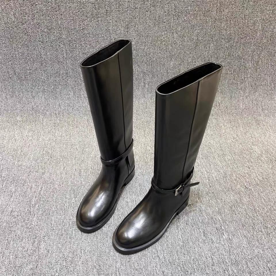 Autumn and winter new knight boots retro boots Maillard tall flat bottom knee straight boots