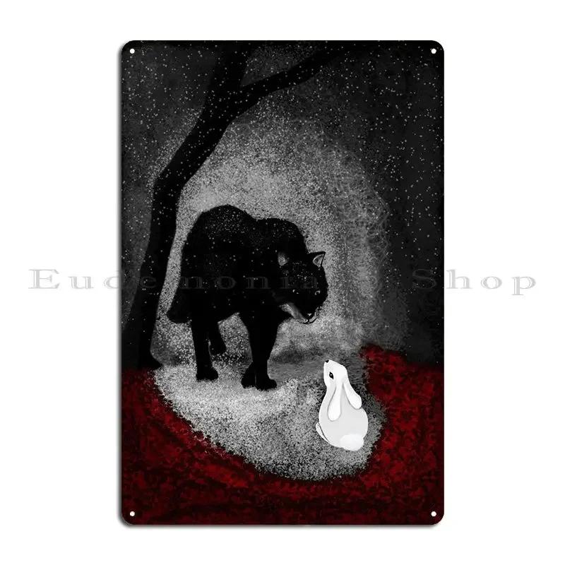Wolf Meeting Bunny Metal Plaque Cinema Garage Club Customize Club Tin Sign Poster 20x30cm(7.8x11.8inch)