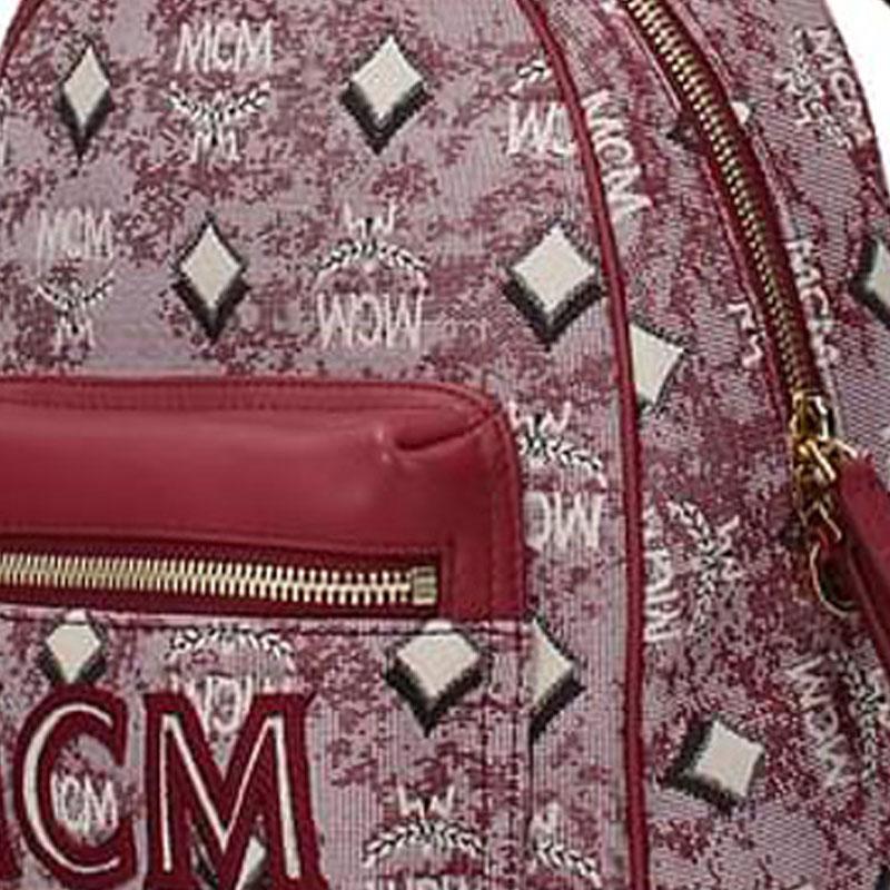 MCM Burgundy Gradient Visetos Monogram Backpack with Large 3D Logo for Daily & Street Style Use