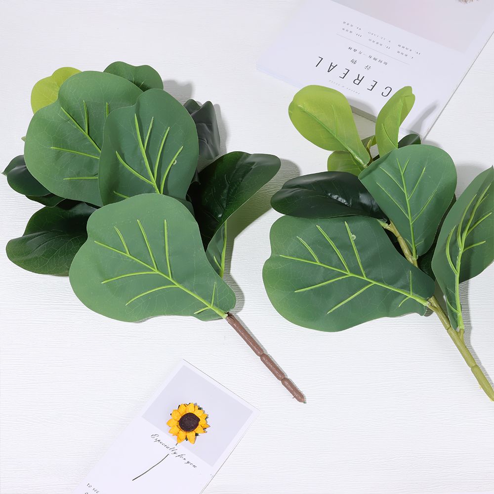 Ornament Home Decoration Lifelike Greenery Artificial Ficus Branch Fake Plants Faux Leaves