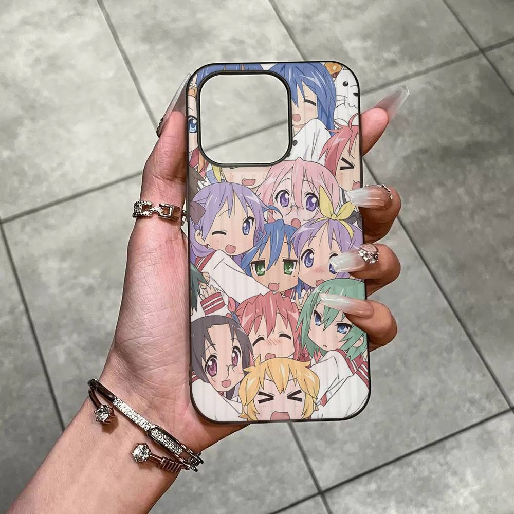 Anime Girl Lucky Star Phone Case For IPhone 16 15 17 Pro 11 12 13 14 Pro Max Plus Soft Ripple Silicone Cover Shell