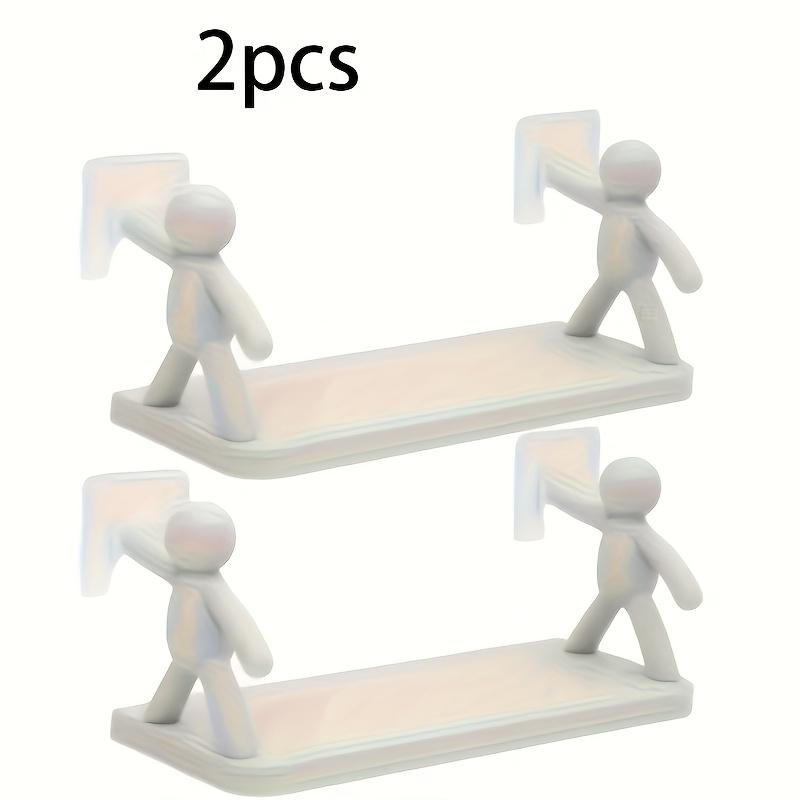 

2 шт. Милая белая маленькая мужская настенная полка для хранения - Не требует сверления, Очень подходит для организации ванной комнаты и кухни, Хранение косметики 2pcs
