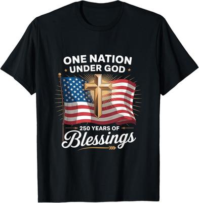 250e Anniversaire de l'Amérique 250 Ans Sous Dieu T-shirt Chrétien T-shirt Unisexe