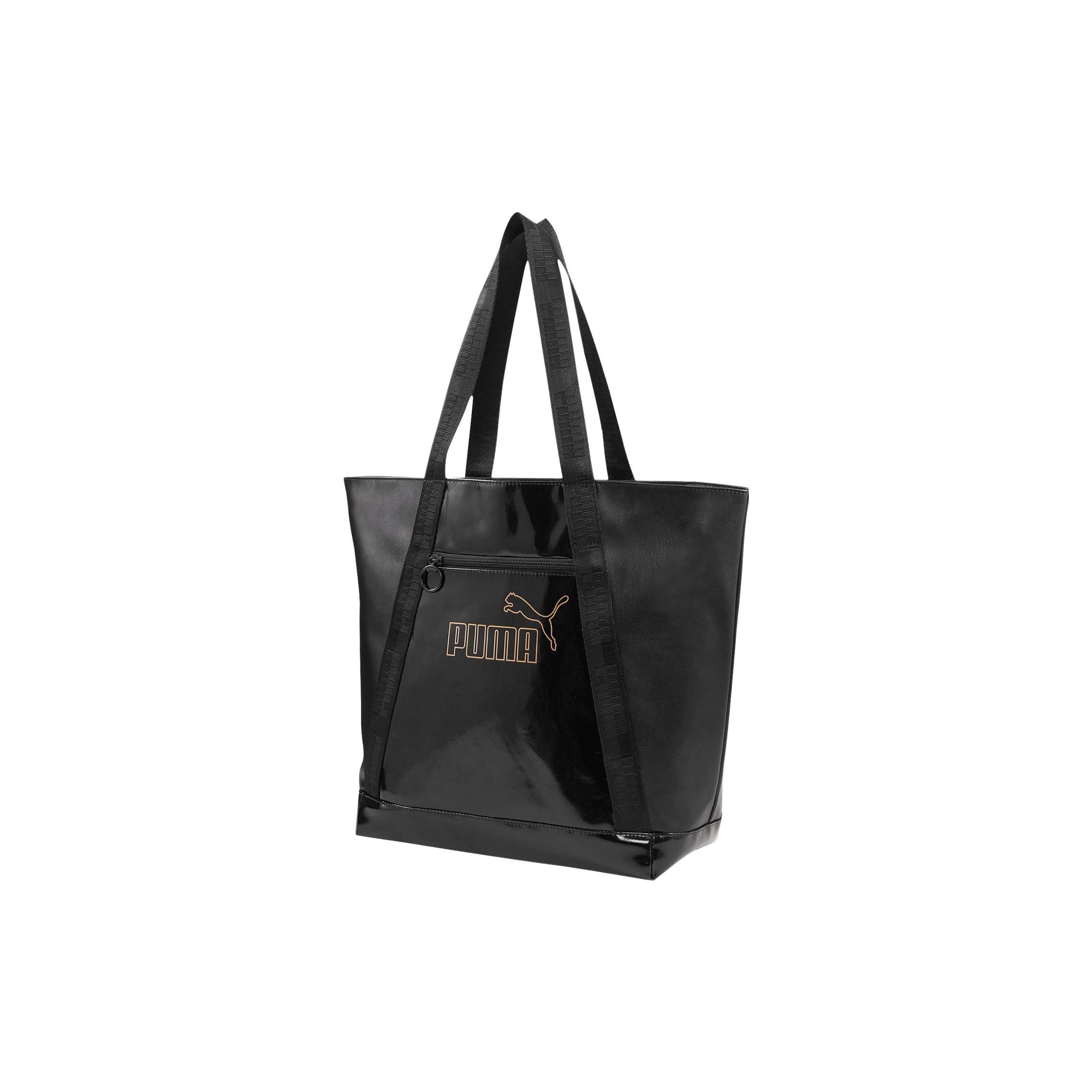 

New PUMA Artificial Leather Tote Bag, Shopping Bag, Shoulder Bag, Handbag Regular Women s Black Gold 078709-01 32.0*15.5*41.1CM