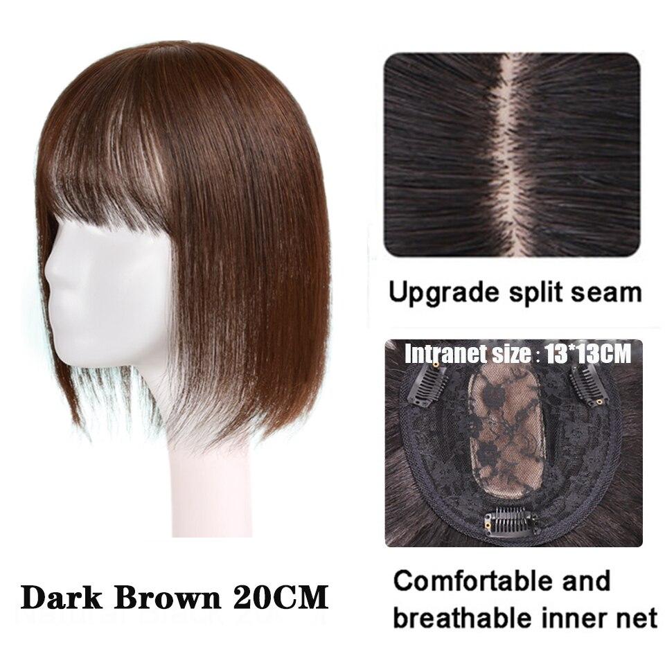 LUPU Kunsthaar-Perücken für Frauen, Clip-in-Haarteile, schwarzbraunes glattes Haar mit Pony, natürliches gefälschtes Kunsthaar